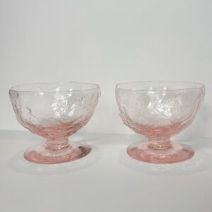 Vintage Seneca Driftwood Pink Champagne/Tall Sherbet Glass Set 2 Mint Condition